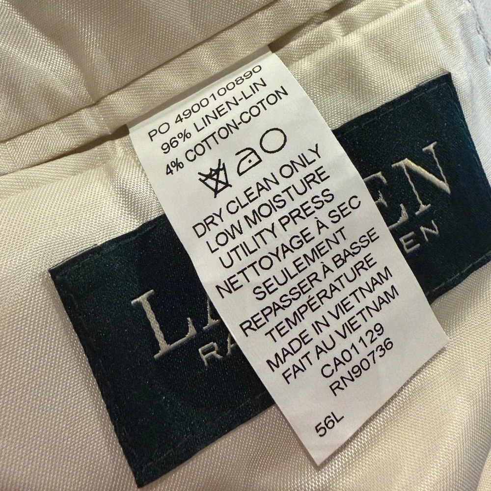 Lauren Ralph Lauren Men's 56L Linen Cotton Plaid Blazer Sport Coat Beige Gray